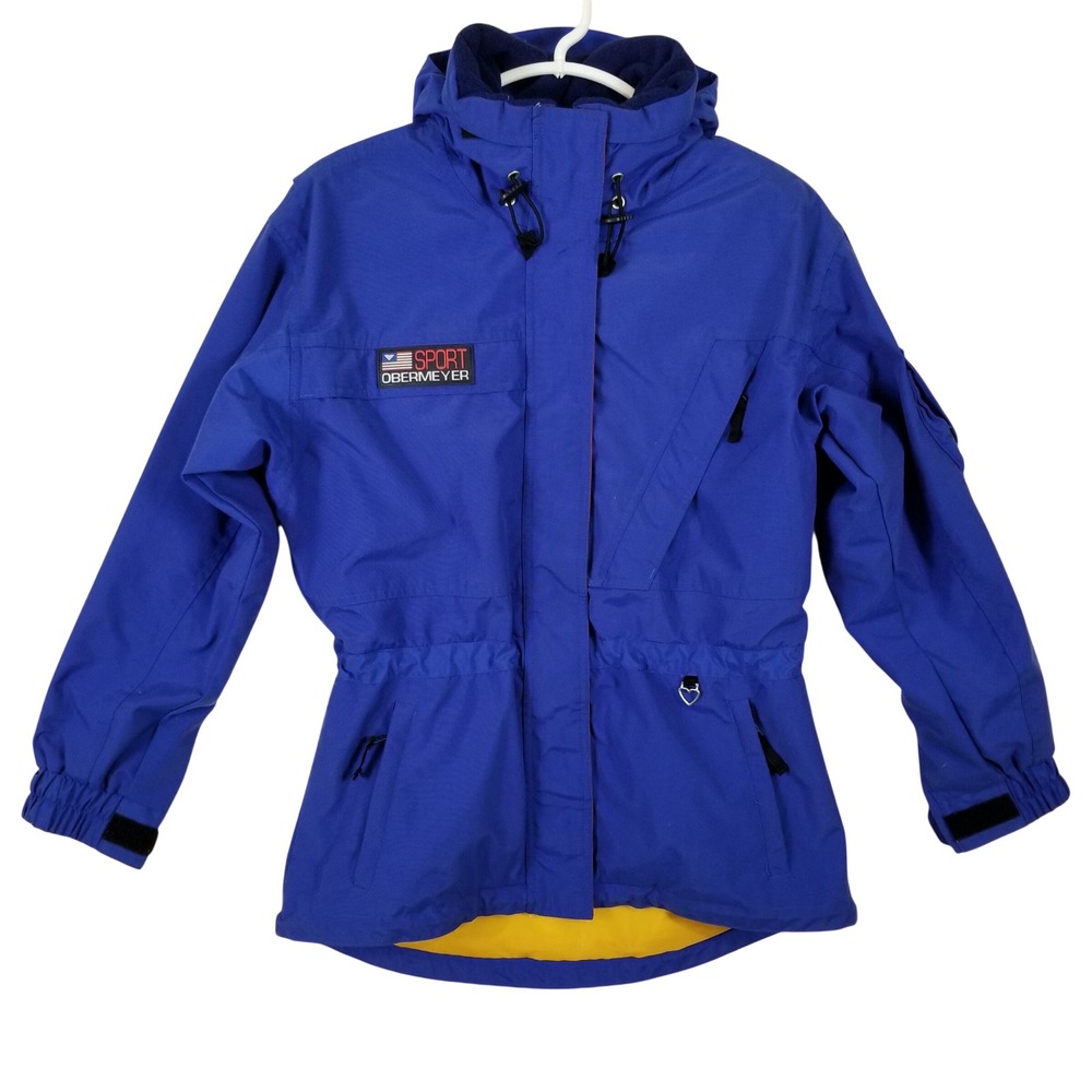 Obermeyer‎ Stabilizer Ski Jacket Womens 10 Blue Hooded Winter Coat Vintage Sport